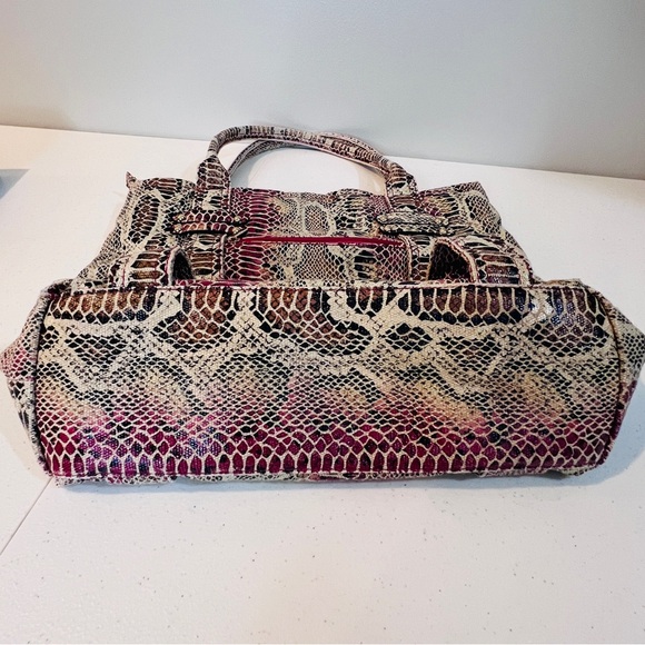 Faux Leather Multicolor Rattlesnake Textured Pattern Large Tote Bag Zippered 14" - Picture 4 of 11